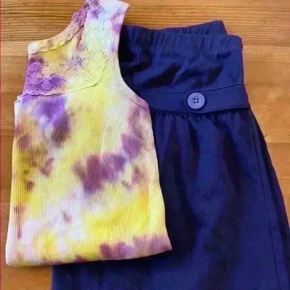 New Bundle Old Navy tie dyed tank with lace and skirt set Girls M
